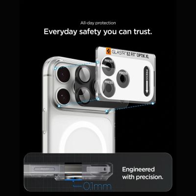 6. Spigen Optik Pro XL Glas.tR EZ Fit Displayschutzfolie aus gehärtetem Glas für iPhone 18 Pro Max – Dunkelgrau