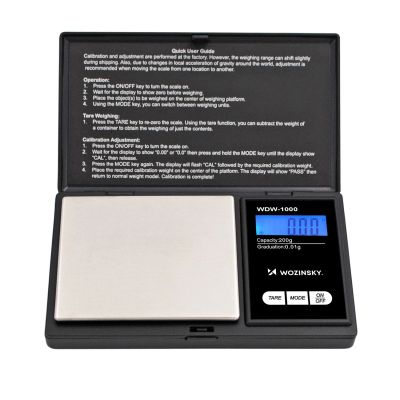 2. Wozinsky WDW-1000 Schmuckwaage 200 g, 0,01 g Präzision, beleuchtet – Schwarz