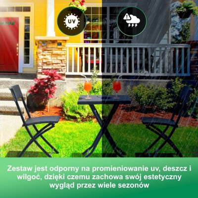 13. Kleine Gartenmöbelgarnitur „Schwarzwald“ | zwei Stühle + schwarzer Tisch