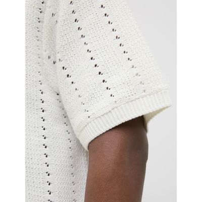 6. Jack&Jones Herren T-Shirt JORPAROS KNIT ESTER SS CROCHET POLO 12272562 SEA SALT