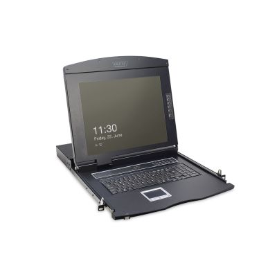 Digitus Modularkonsole mit 17-Zoll-TFT-Monitor (43,2 cm), 8-Port-KVM-Switch und Touchpad, US-Tastatur