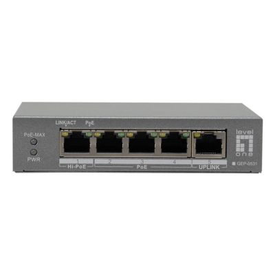 LevelOne PoE+Switch 3xGE PoE/1xHi-PoE 60W unmanaged Kunststoff