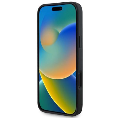 4. Guess Saffiano Peony Classic Logo MagSafe-Hülle für iPhone 16 – Schwarz