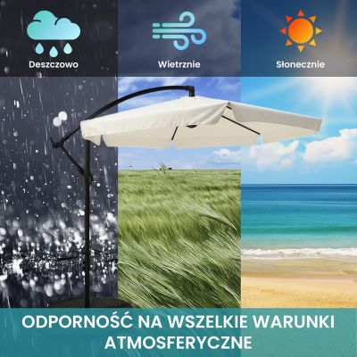 13. Extralink Black Forest Gartenschirm mit Seitenteilen, großer 3 m beiger Freiarmschirm für Terrasse und Garten mit sechseckiger Halterung, beige, schwarz