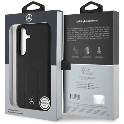 8. Mercedes Leather Debossed Lines MagSafe Case für Samsung Galaxy S25 - Schwarz