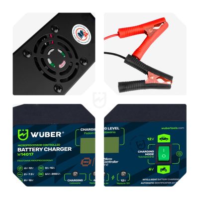 5. Mikroprozessorgesteuertes Ladegerät 6–12 V 15 A + Batterieladegerät W14017 WUBER