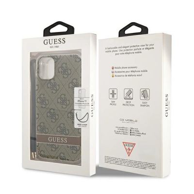 8. Guess GUOHCN61H4STW iPhone 11 Braun/Braun Hardcase 4G Print Strap
