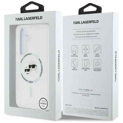8. Karl Lagerfeld Button Case mit Karl & Choupette Logo-Print, MagSafe, Samsung Galaxy S25, Weiß