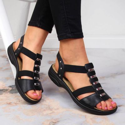 3. Schwarze Römersandalen aus Leder Rieker W 64580