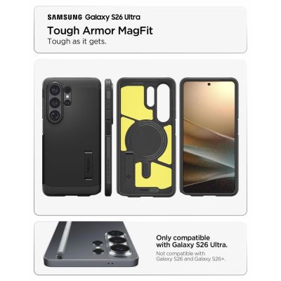 8. Spigen Tough Armor Mag MagSafe Hülle für Samsung Galaxy S26 Ultra - Schwarz