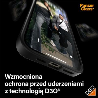 7. PanzerGlass ClearCase Hülle für iPhone 15 Plus / 14 Plus mit Militärzertifizierung – transparent und schwarz
