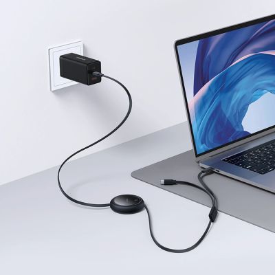 8. Baseus Bright Mirror Series USB-C Einziehbares Kabel - 2 x USB-C 100W 1m - Schwarz
