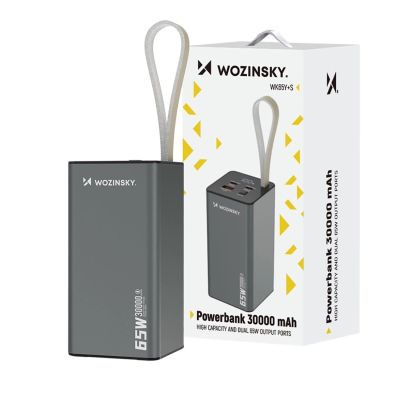 5. Powerbank Wozinsky K65+ 65W 30000mAh 2x USB-C, 1x USB-A 65W - grau