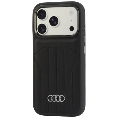 3. Audi MagSafe-Schutzhülle aus Kunstleder für iPhone 18 Pro / 17 Pro – Schwarz