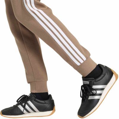 5. adidas Essentials 3-Streifen Fleece Slim Pants für Damen, Beige KF8317