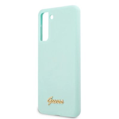 6. Guess, GUHCS21MLSLMGLB S21+ G996 blau/blaues Hardcase Silikon-Schriftzug-Metall-Logo