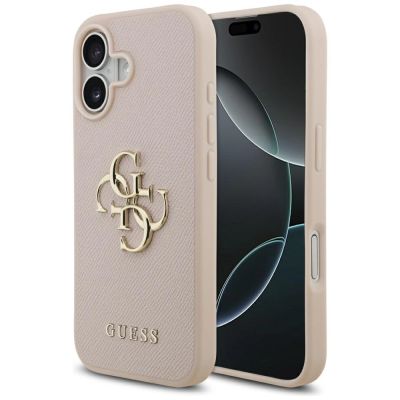 Guess Grained Big 4G & Classic Logo iPhone 17 Hülle - Rosa