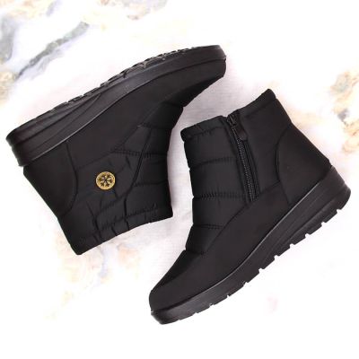 14. News W EVE437A schwarze Schneestiefel mit Keilabsatz