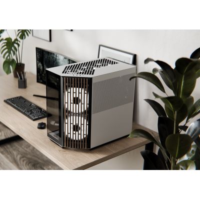 5. APNX V1 Gehäuse, Midi-Tower, ATX, gehärtetes Glas, Schwarz und Weiß