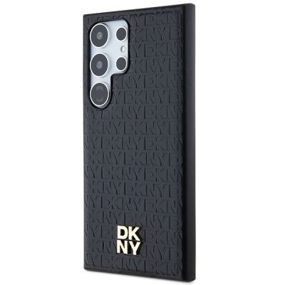 2. DKNY Leather Pattern Metal Logo MagSafe-Hülle für Samsung Galaxy S24 Ultra – Schwarz