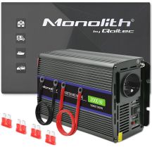 Qoltec Monolith 2000 MS Wave Spannungswandler | 12 V auf 230 V | 1000/2000 W | USB