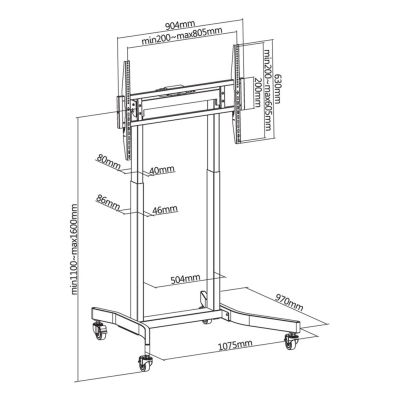 12. TECHLY MOBILER TV-STÄNDER 55-100" BIS 120 KG ELEKTRISCH