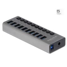 Externer USB 3.0-Hub von Delock mit 10 Ports und Schaltern