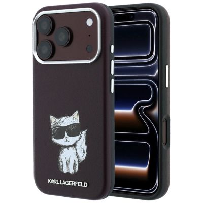 2. Karl Lagerfeld Smooth Choupette Sketch MagSafe Hülle für iPhone 17 Pro / 18 Pro - bordeauxrot