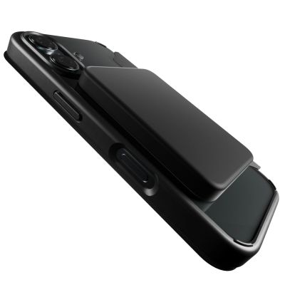 7. Puro Book Mag MagSafe Lederhülle mit Flip und Kartensteckplatz für iPhone 16 – Schwarz
