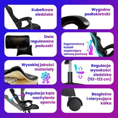 16. Extralink Gaming | Gaming-Stuhl | Bürostuhl, Drehstuhl, Schalensitz, Schwarz, G-524