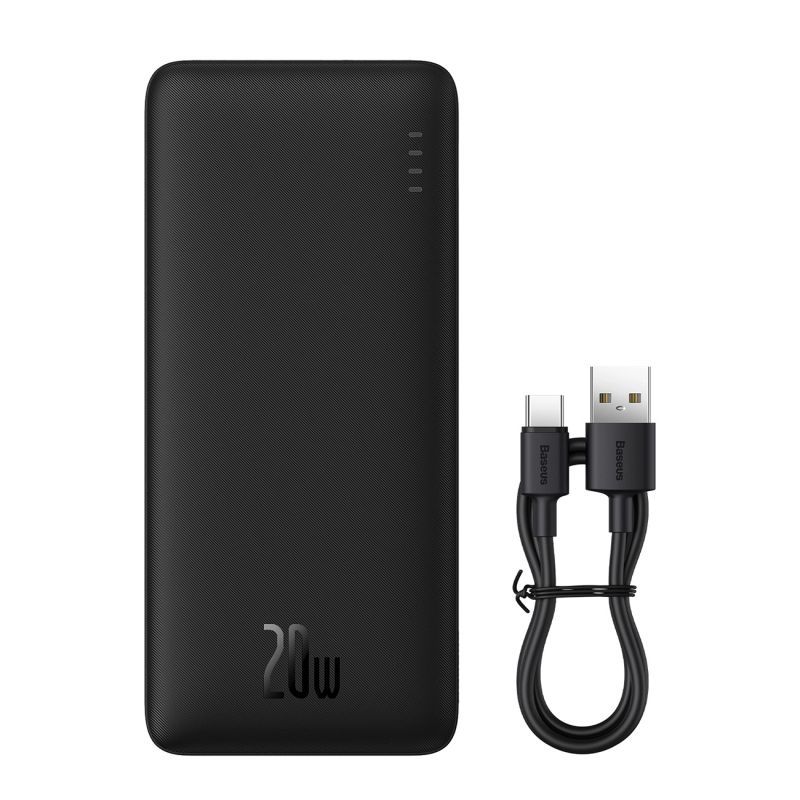 Baseus Airpow 20W 20000mAh Powerbank mit Baseus Simple Series USB-A - USB-C Kabel 50cm - Schwarz