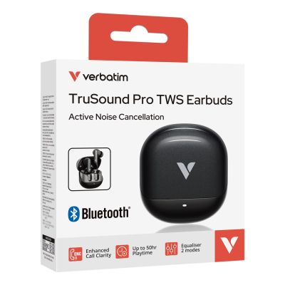 6. Verbatim TruSound Pro Kabelloses In-Ear-Bluetooth-Headset für Anrufe und Musik, Schwarz