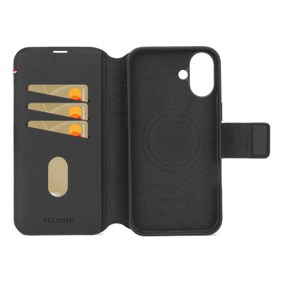 6. MagSafe-kompatible Schutzhülle aus Leder für iPhone 16, Schwarz