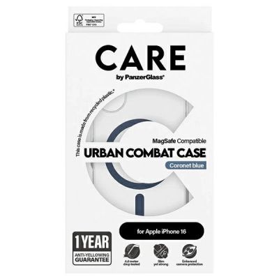 4. CARE by PanzerGlass Flagship Case mit MagSafe für iPhone 16 – Blau