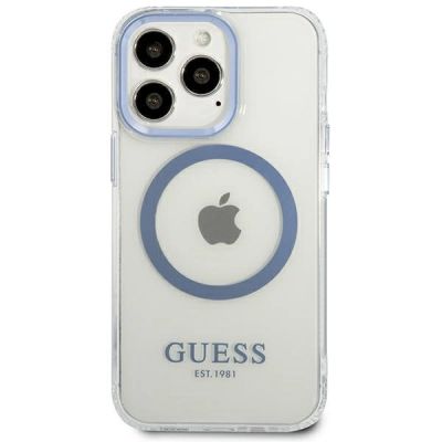 3. Guess Metal Outline MagSafe Hülle für iPhone 13 Pro / iPhone 13 - Blau