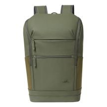 Rivacase Eden Rucksack Reiserucksack Olivgrünes gewachstes Leder (Pull-Up), Polyester, recyceltes Polyethylenterephthalat (rPET)