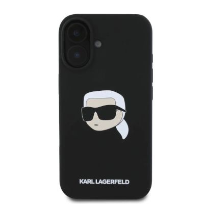 4. Karl Lagerfeld Silikon Karl Head Print MagSafe iPhone 16 Hülle - Schwarz