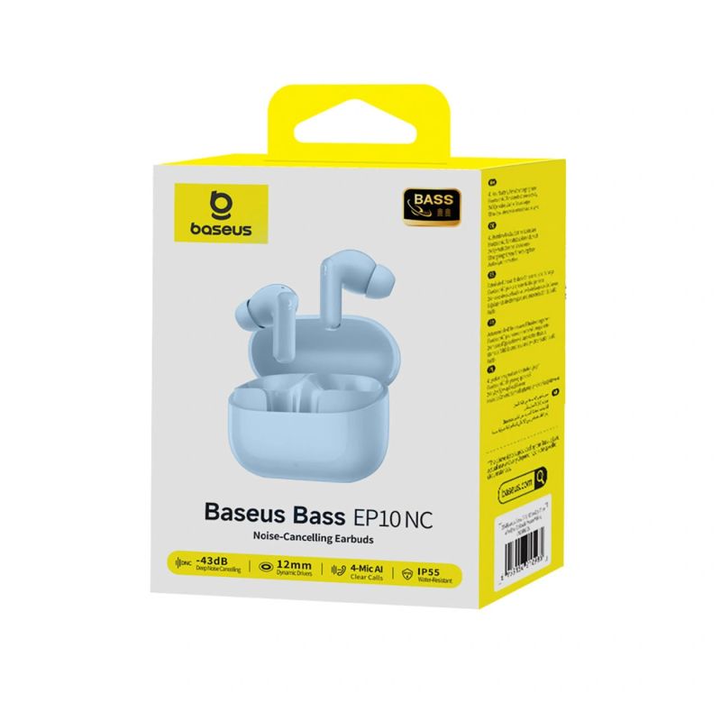 4. Baseus Bass EP10 TWS Kabellose In-Ear-Kopfhörer mit ANC – Blau