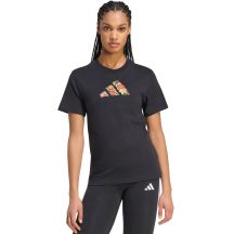 adidas Damen-T-Shirt mit Blumenmuster, Schwarz, KT2766