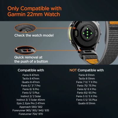 10. Spigen Athlex Air Armband für Garmin QuickFit 22 mm – Schwarz und Orange