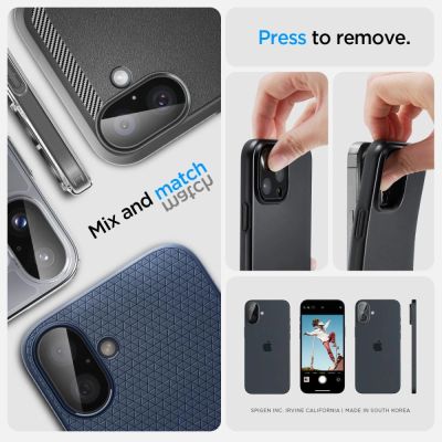 14. Spigen Optik GLAS.TR Kameraschutz 2-PACK für iPhone 16 / 16 PLUS – Schwarz