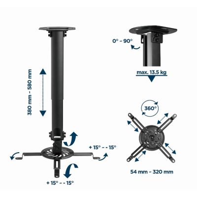 9. GEMBIRD VERSTELLBARE PROJEKTOR-DECKENHALTERUNG, BELASTUNG BIS ZU 13 KG