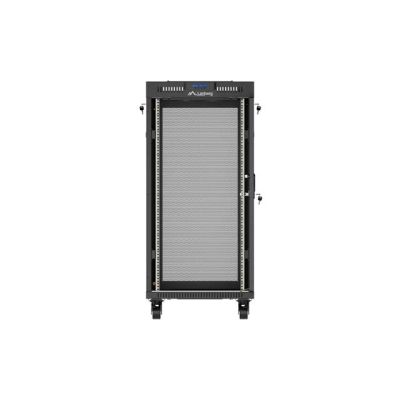 26. LANBERG Bodenschrank 19" 24U 600x600 Schwarz, perforierte Tür, LCD (flach verpackt) V2