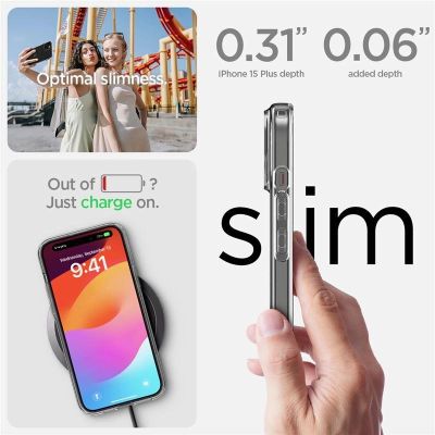 6. Spigen Crystal Flex Hülle für iPhone 15 Plus – transparent