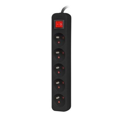 2. LANBERG Steckdosenleiste 1,5 m, 5 x 230 V, PL, mit Schalter, Kabel aus reinem Kupfer, schwarz