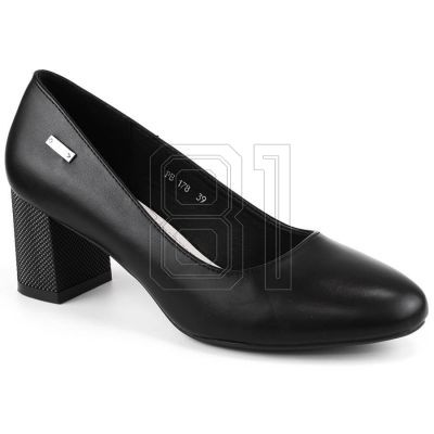 25. Sergio Leone W SK314A schwarze Pumps mit dekorativem Blockabsatz