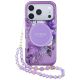 Guess IML Flowers Pearl Strap MagSafe Hülle für iPhone 18 Pro Max / 17 Pro Max – lila