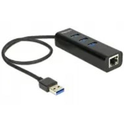 DELOCK USB-HUB 3-Port USB 3.0, + 1x Gigabit LAN