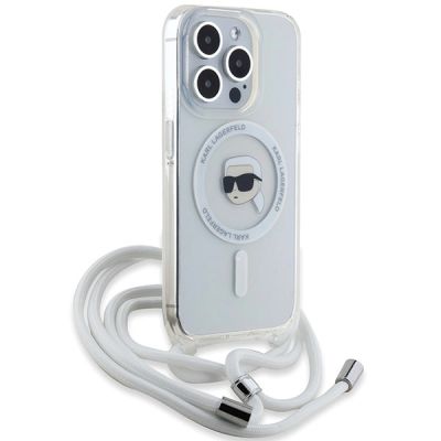 3. Karl Lagerfeld Crossbody IML Karl Head MagSafe Hülle für iPhone 15 Pro Max – transparent