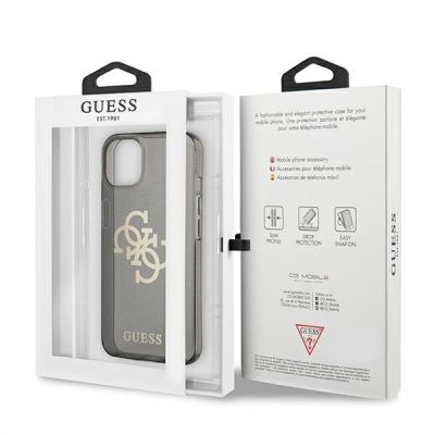 8. Guess, GUHCP13SPCUGL4GBK iPhone 13 mini 5,4" schwarz/schwarzes Hartschalenetui Glitzer 4G großes Logo